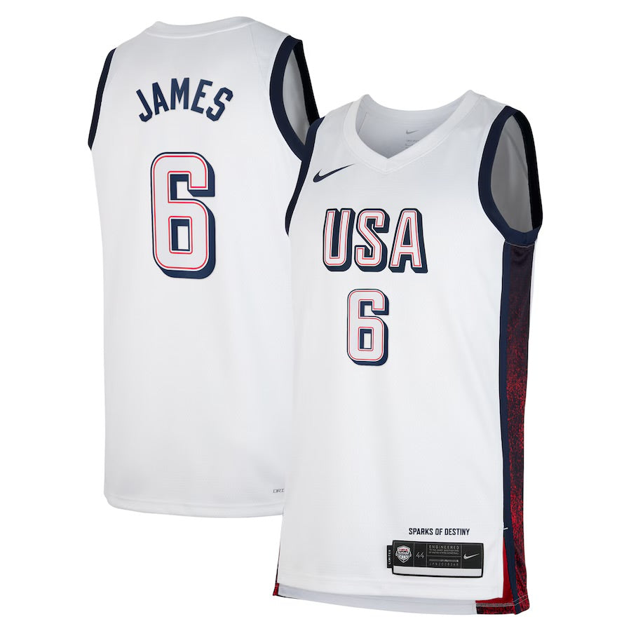 USA Basketball White Team Jersey 2024